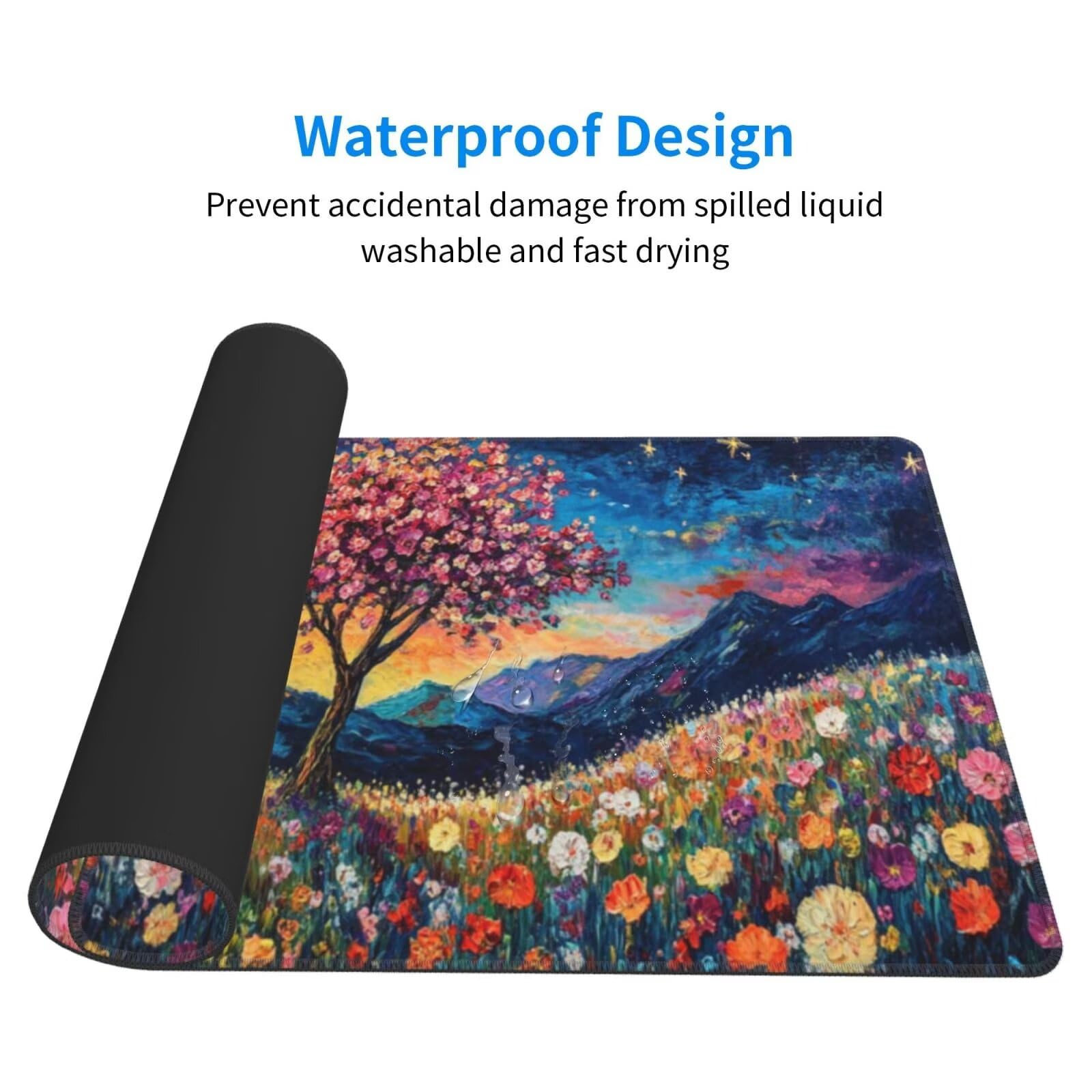 Podkładka pod mysz w kwiaty XXL mata na biurko drzewo 1600 x 800 x 3 mm mata biurkowa zmywalna podkładka do gier na laptopa, z antypoślizgową gumową podstawą do gier, PC, pracowników biurowych Y1353