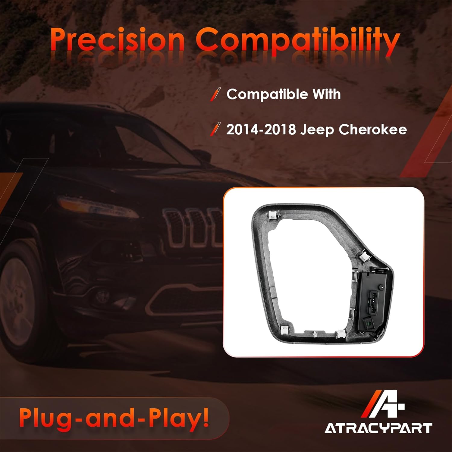 Upgrade 601-402 Shifter Bezel with Harness, Compatible with 2014-2018 Jeep Cherokee, Silver Transmission Kit, Replaces# 5YD27XSAAA 68413957AA