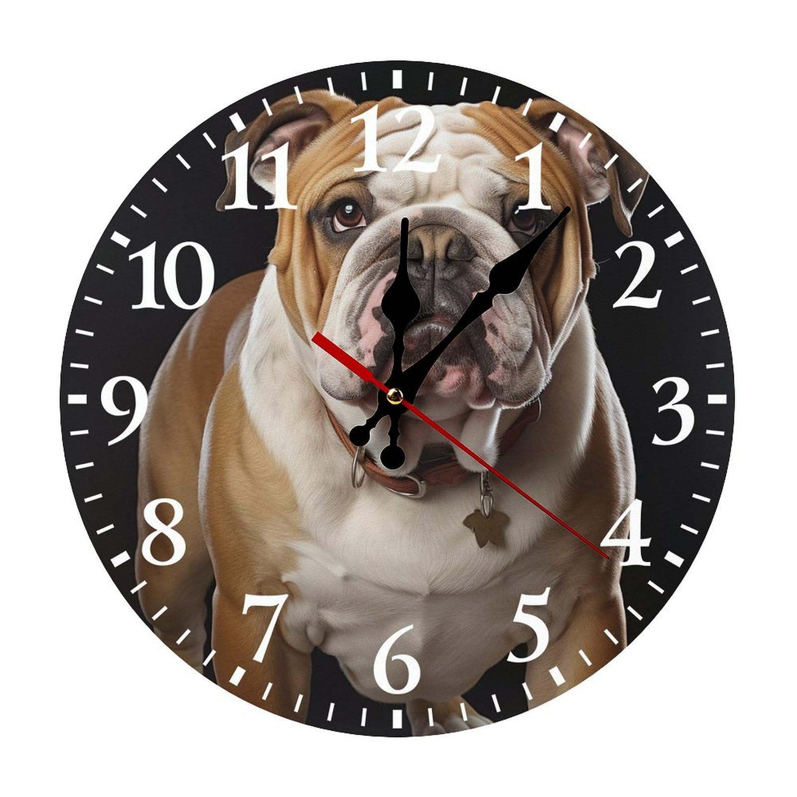Horloge silencieuse Bulldog anglais mouvement à quartz sans tic-tac pour chambre