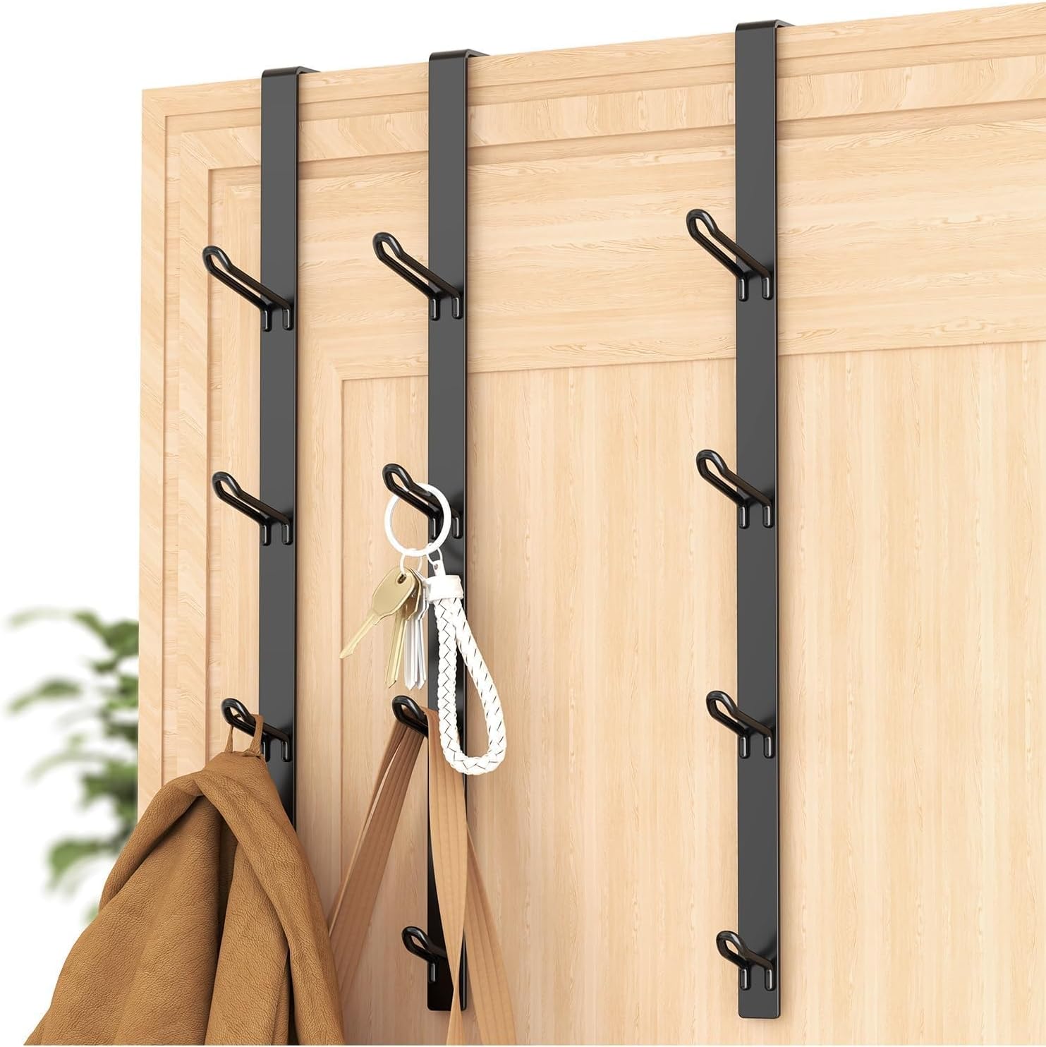 niffgaff Door Hooks Towel Hanger: Black Heavy Duty Over Door Coat Hanger for Bathroom，Bedroom，4 PCS,for 1.7'' Doors