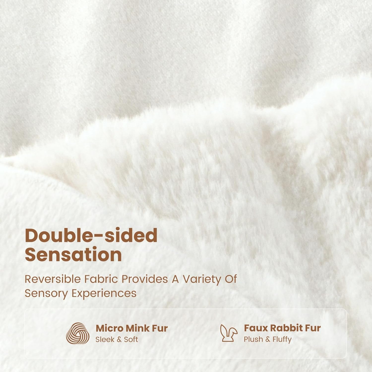 Sophia & William Cream White Faux Rabbit Fur Throw Blanket, Micro Mink Dual-Sided Soft Blankets, Warm Fuzzy Fluffy Blanket for Couch Bed Sofa, Machine Washable, 90" x 90" - Image 3