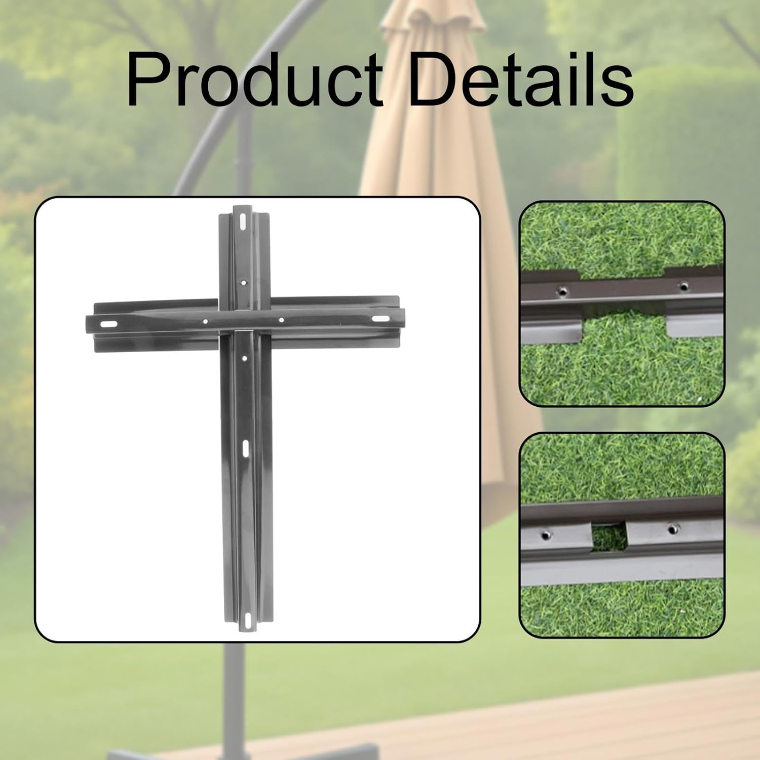 Outdoor Patio Umbrella Parts Easy to Install Stable Metal Stand Replacement for Deck Table Balcony Beach Courtyard, Argent