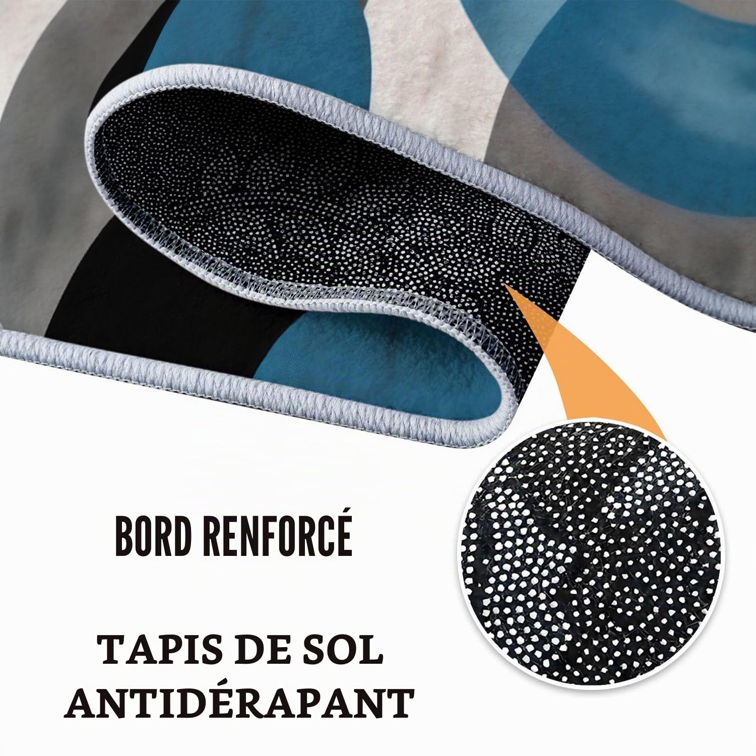 Générique Tapis Rond Salon 120 cm - Imprimé Moderne Abstrait Rayé Antidérapant Flanelle Douce Rond Tapis de Sol Décoration, Circulaire pour Salon Chambre Cuisine Bureau Couloir, Gris-Bleu