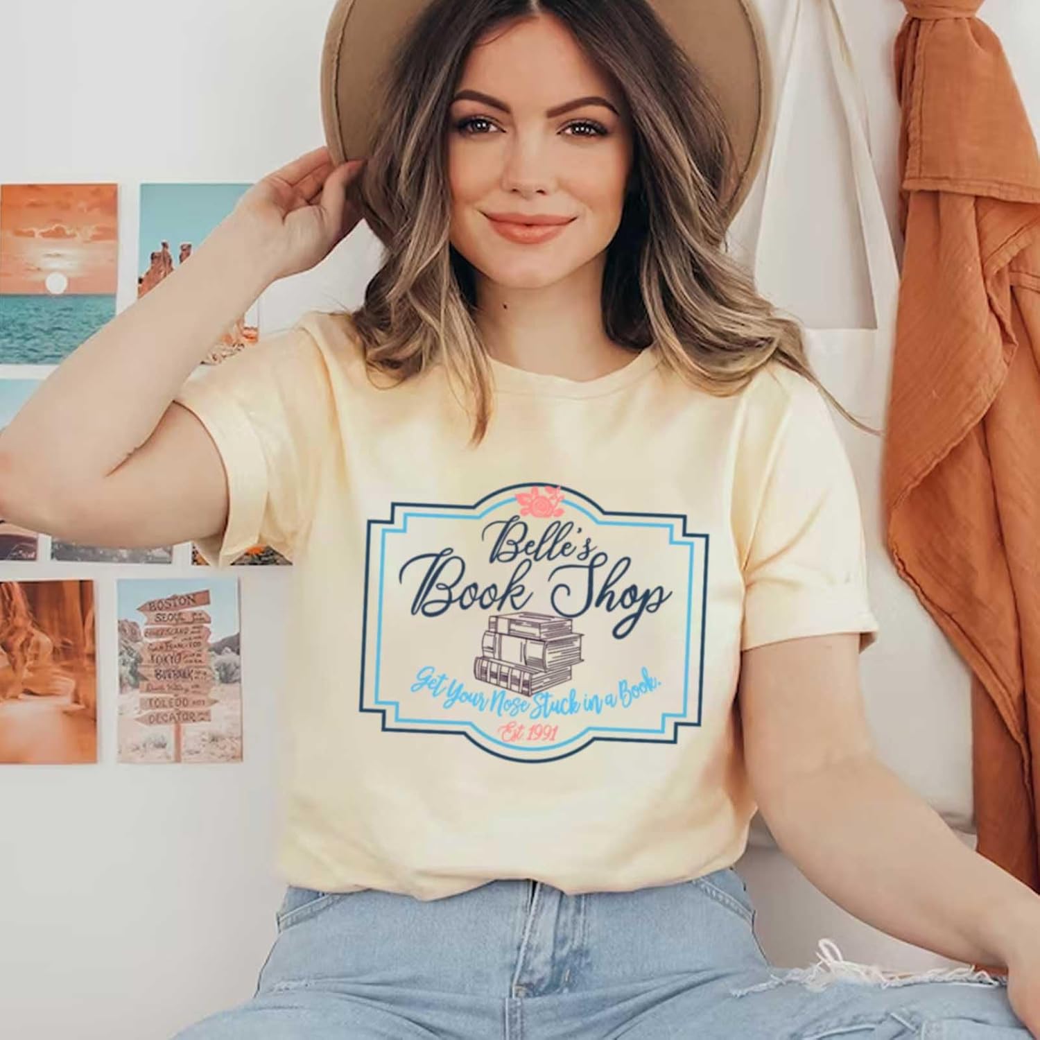 Jinluth Belle Princess Shirts for Women Book Lover Gifts Magic Kingdom T Shirts Belle's Book Shop Funny Graphic Tees Tops - Image 2