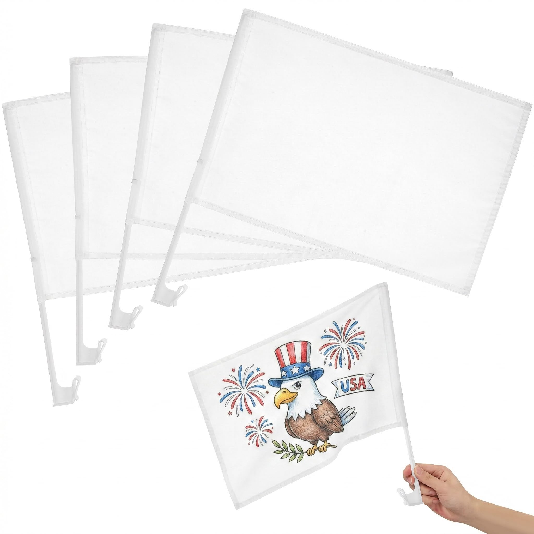 Drapeau blanc vierge de jardin DECHOUS 45x43 cm lot de 4 bannières à personnaliser