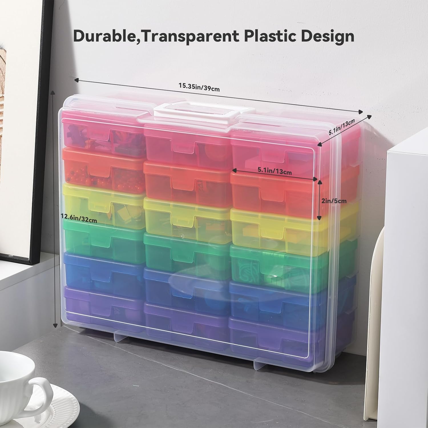 novelinks Stackable Plastic Clear Storage Box Containers with Latching Lid - Art Craft Supply Organizer Storage Containers for Pencil Box,Crayon, Jewelry (18 Pack Colorful Small)