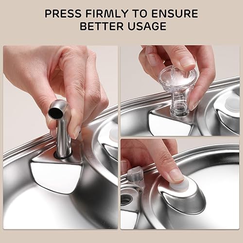 Miniatura 6 de iPettie Kits de filtros de fuente de agua para gemelos para gatos de acero inoxidable con dos boquillas, IP-WF-S05-F4, 4 filtros de carbono, 4