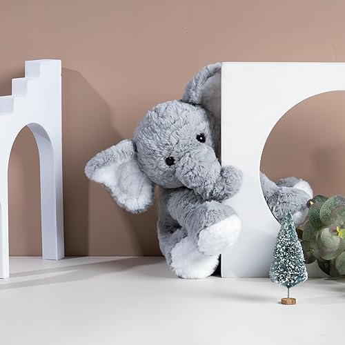 Miniatura 5 de Animales de peluche de elefante, juguete de peluche suave para bebés, niñas y niños, 12 pulgadas, color gris, suave, pequeño, de peluche, regalos