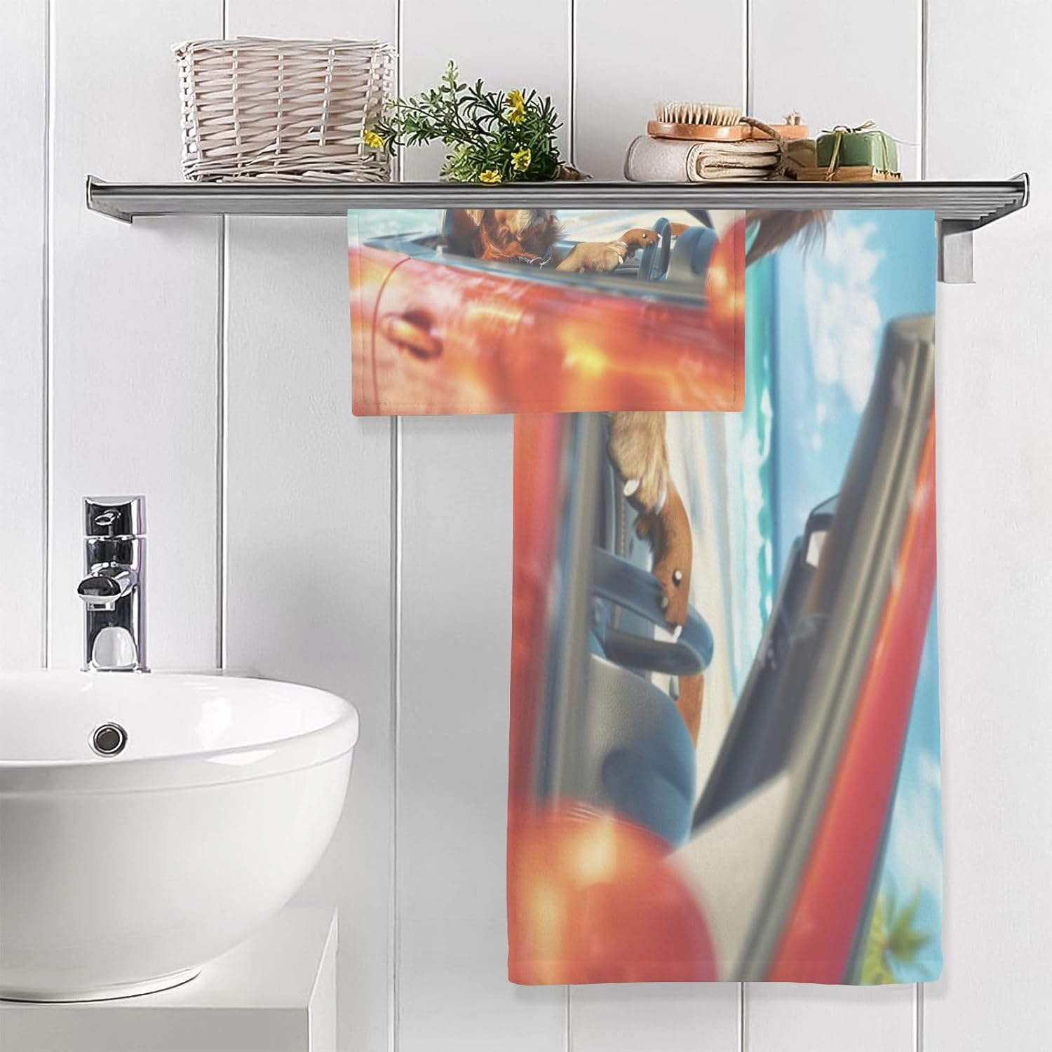 Hand Towels Premium Soft and Highly Absorbent Racer Dog 2 Pcs Towels for Bathroom Set 100% Cotton Decorative Face Towels