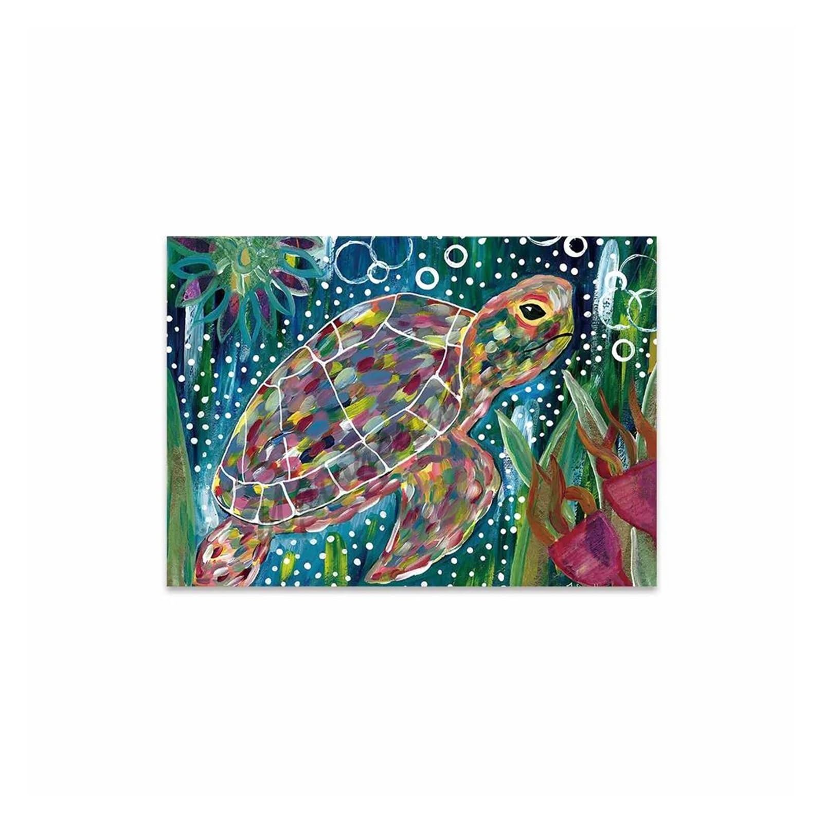 Toile tortue colorée décoration murale salon et chambre 40x60