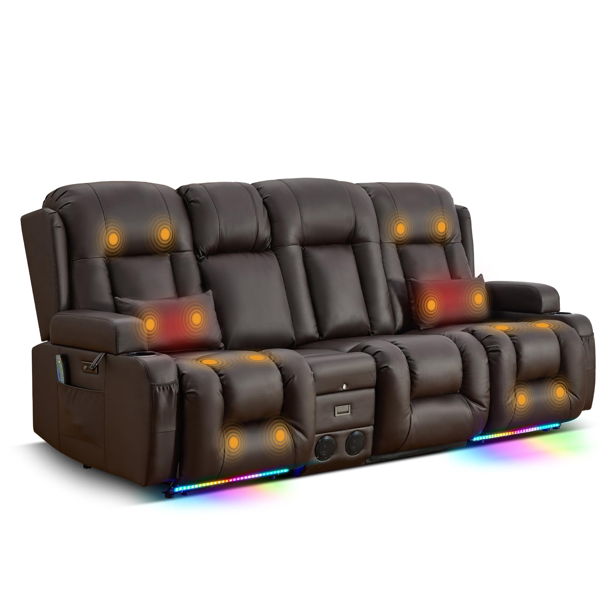 TUNYI Power Loveseat Recliner Sofa with Massage & Heat