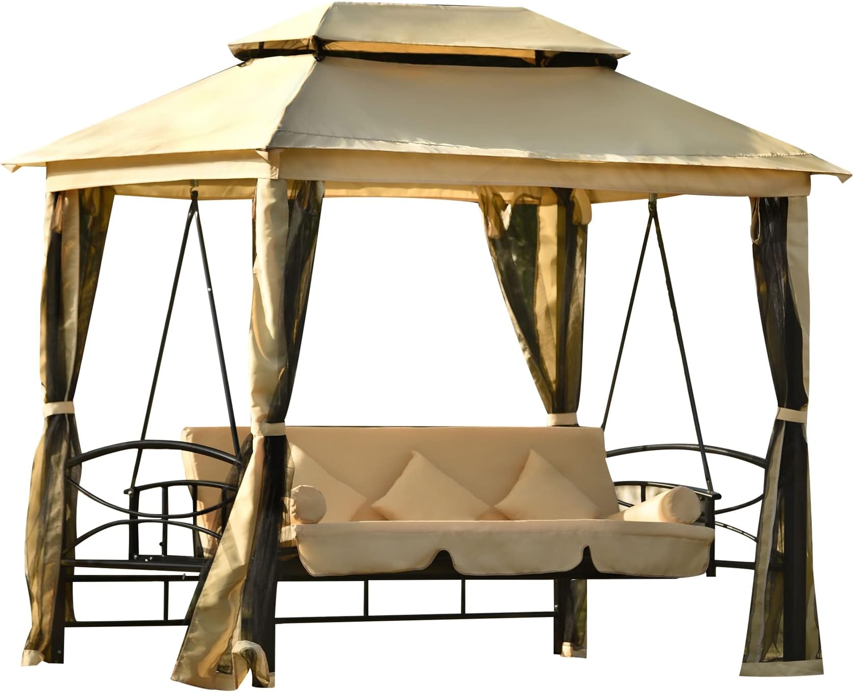Gazebo Swing Bench with Mosquito Netting, Outdoor Swing