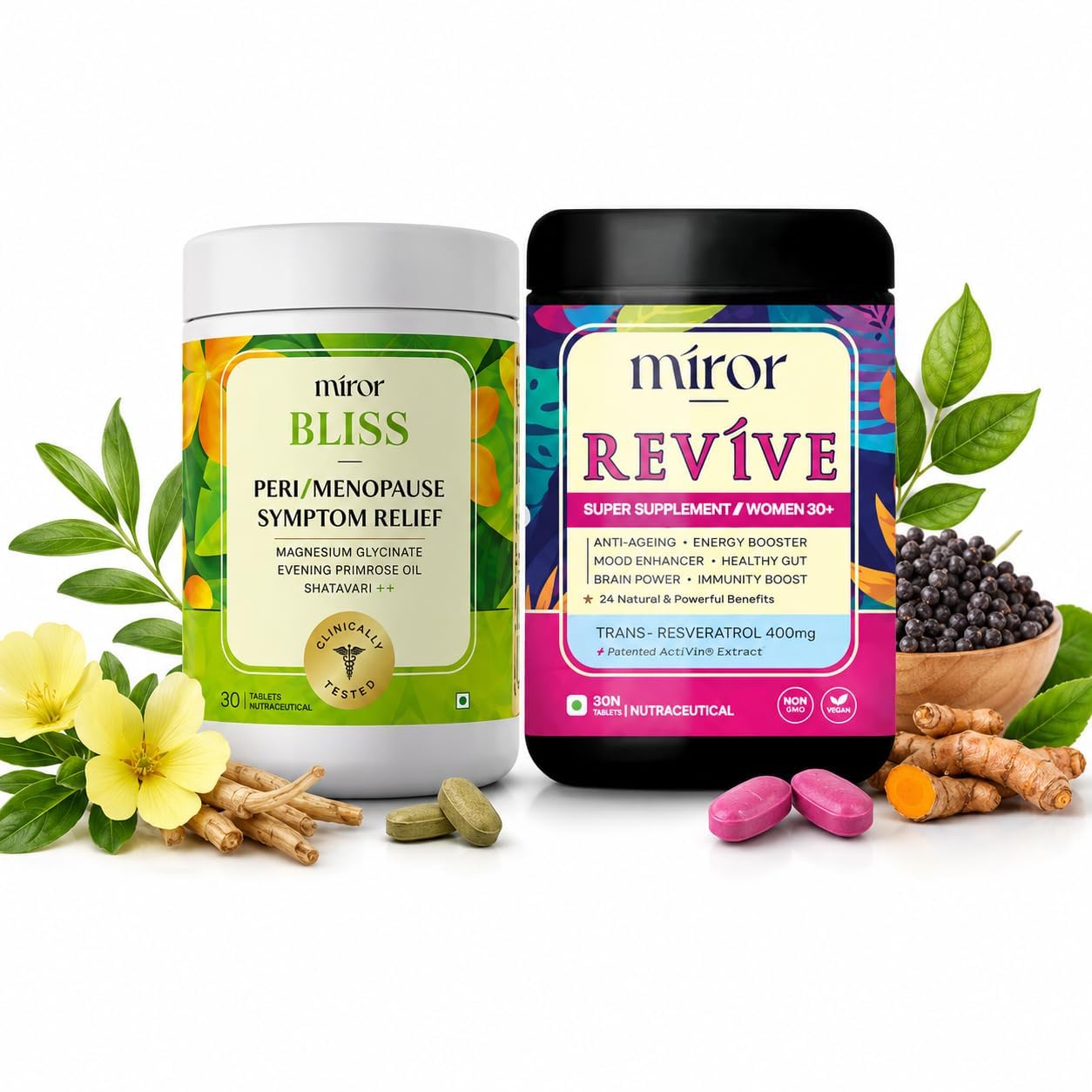 Miror Day & Night Wellness Combo for Perimenopause & Menopause | Revive & Bliss | Hormonal Balance, Skin Health, Energy, Mood & Sleep Support-image-35