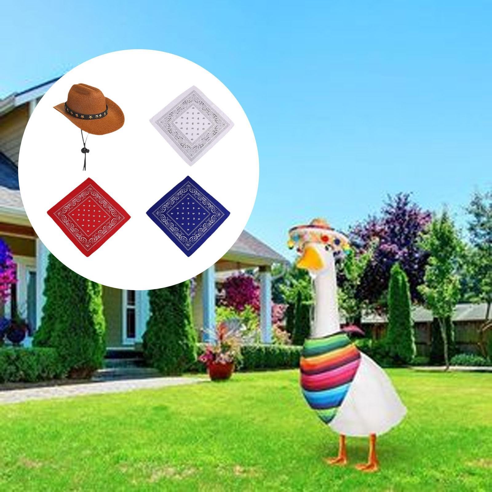 CRAFTYMELODY Western Cowboy Gans Outfit - Hot Pink Schal & Hut Für Gartendekoration