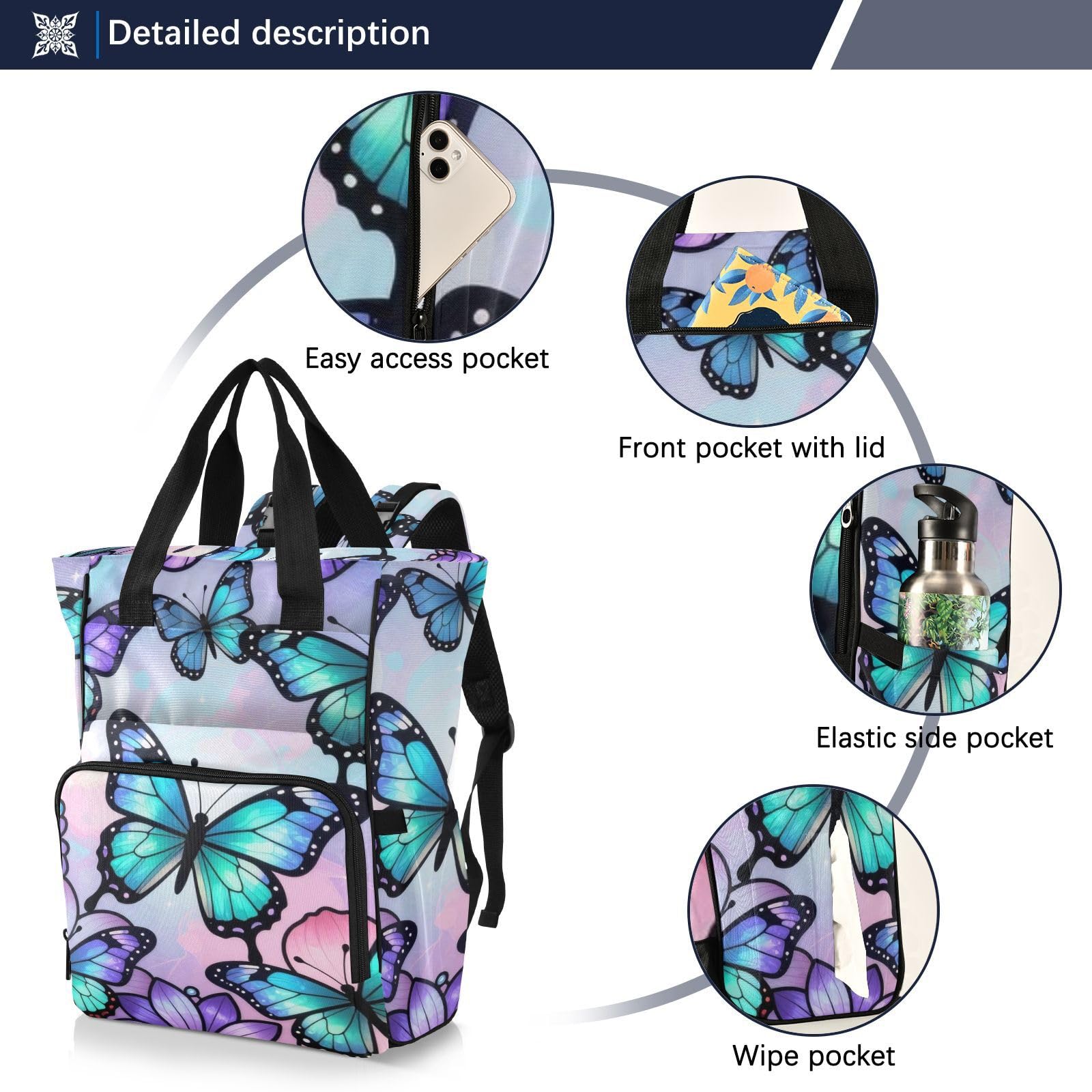Baby Bags For Mama Butterflies - Vitrales morados