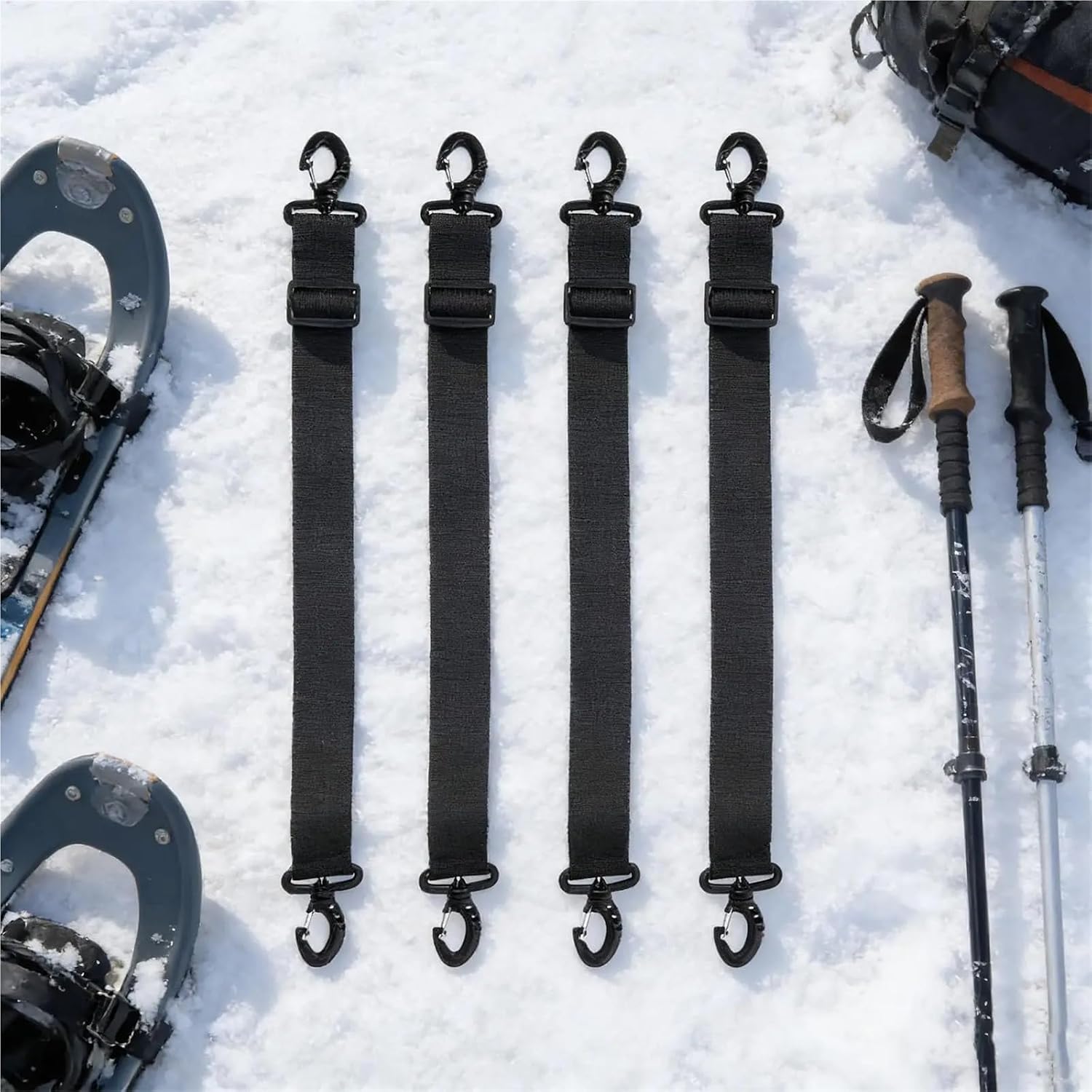 Snowboard Leash 8pcs Ski Board Shoulder Carrier Strap Adjustable Skiing Pole Hand Leash Outdoor Sports Accessories
