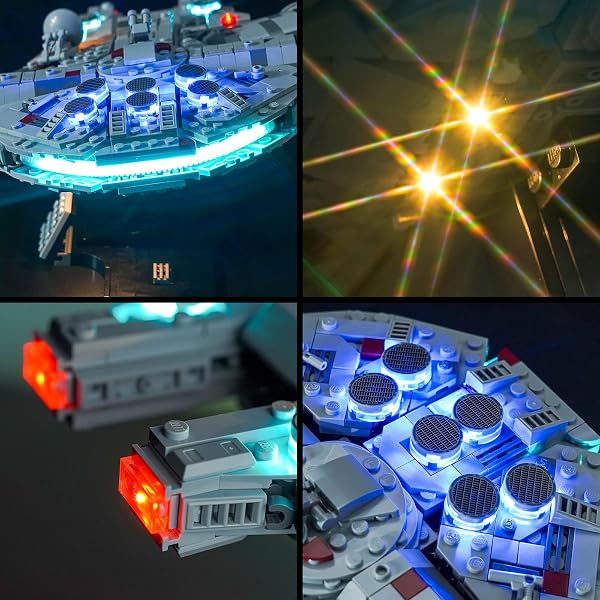Kit d'éclairage télécommande compatible avec Lego Millennium Falcon (pas de modèle), kit d'éclairage LED compatible avec Lego 75375 Millennium Falcon Creative Toy - 5