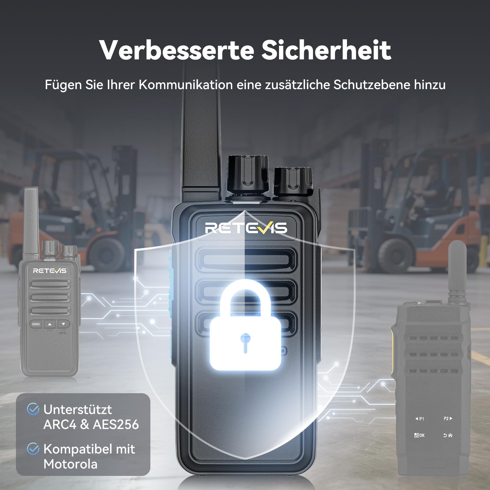 Retevis RT668D DMR Funkgerät Professional, PMR446 Walkie Talkies, Wiederaufladbar mit 2000 mAh Typ-C, Gruppenruf, 256 Kanäle, Robustes Walkie-Talkie für Einzelhandel und Schulen (2er-Pack)