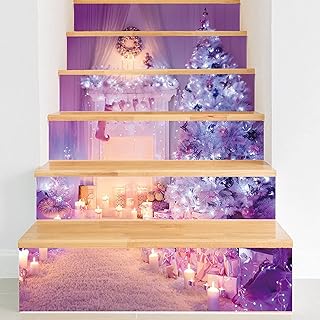 6PCS Christmas Stair Stickers Decals Peel and Stick Tile Sticker ,39.3