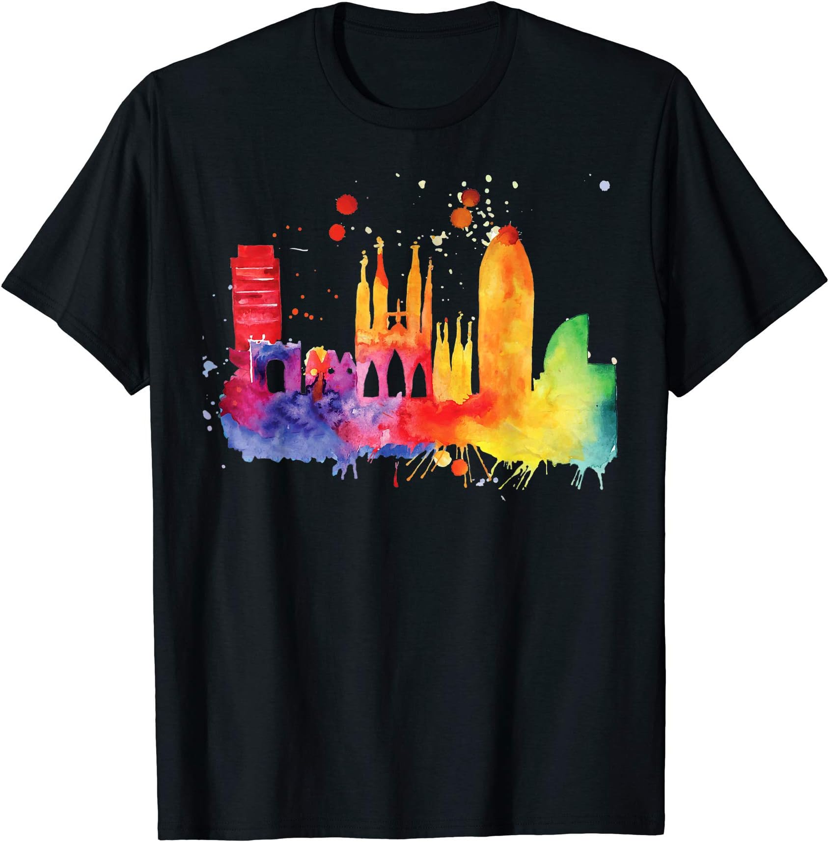 Barcelona Spain GiftsBarcelona Spain Watercolor Paint Splash Art Souvenir Gift T-Shirt