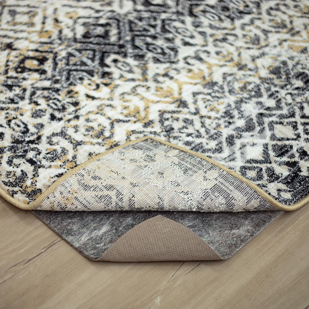 Mohawk Home Non Slip Rug Pad 2' x 12' - 3/8" Thick Felt + Latex Rubber Gripper - Dual Surface Cushion for Hardwood, Carpet, Tile Floors, Made in USA