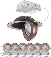 Vista 15 de Luz empotrada LED de 3 pulgadas - 7W de cardán sin lata de bronce cepillado al óleo Intertek Lighting, luminaria de globo ocular regulable, foco