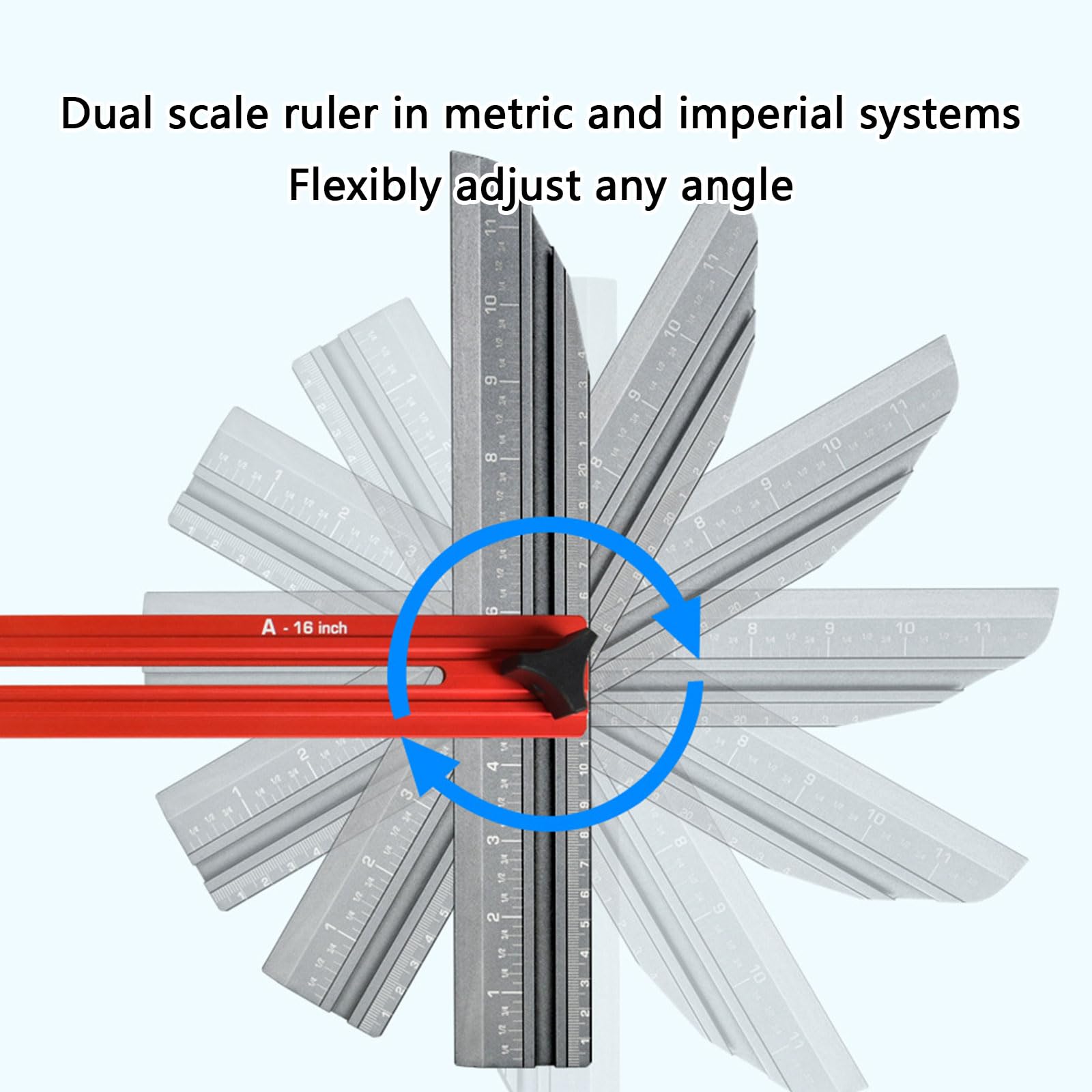Gabarit de marches d'escalier pliable à double échelle - Outil de mesure multifonction en aluminium - Modèle de précision