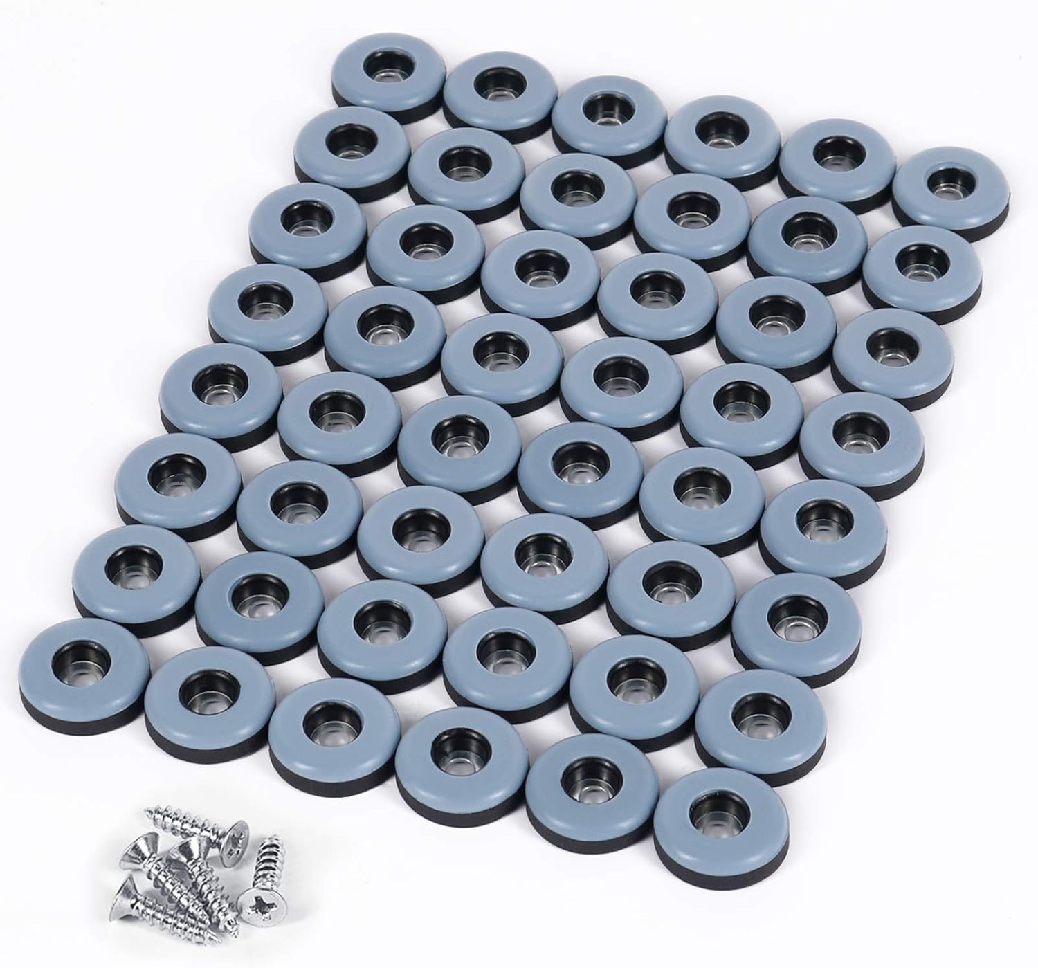 Teflon Furniture Sliders, 20pcs 1inch Square Furniture Glides with Screws for Carpet Tile Hardwood (Grayish Blue)