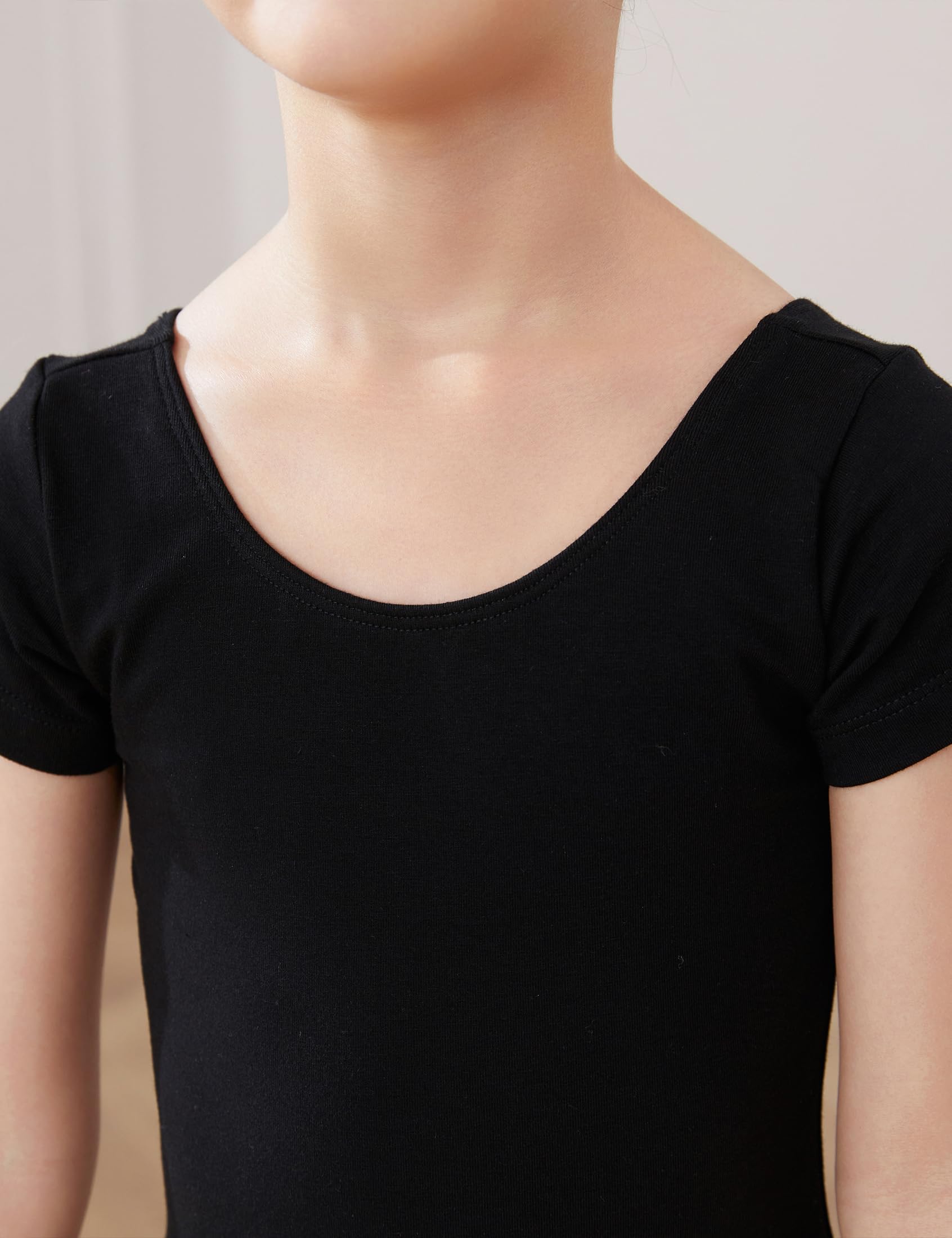 HROYL Maillot de Ballet Danza para Niñas Clásico Manga Corta Leotardos de Baile Gimnasia