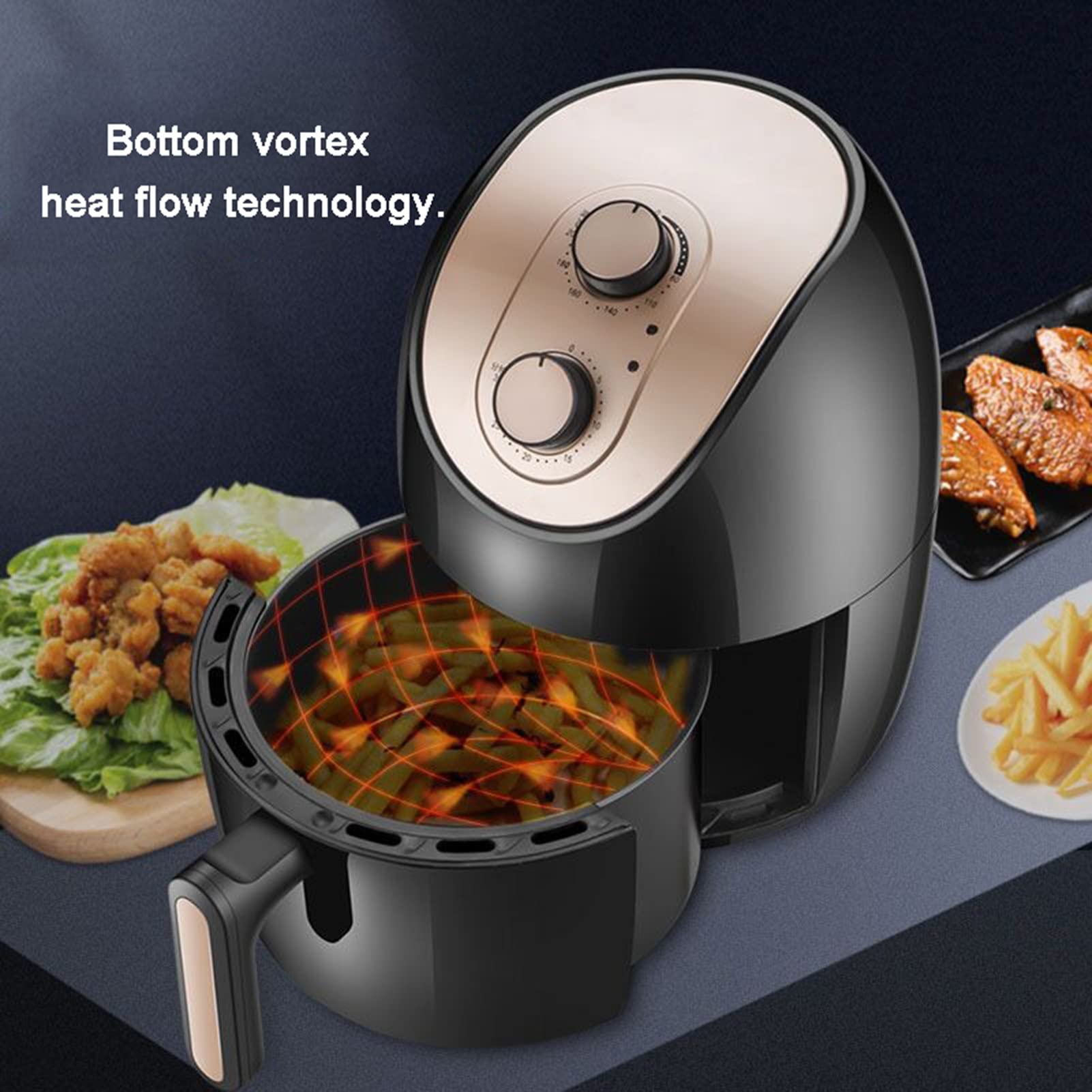 Fornello Elettrico con friggitrice ad Aria con Controllo della Temperatura e del Tempo, cestello Antiaderente da 4 Litri, Guida alle Ricette + spegnimento Automatico Needed