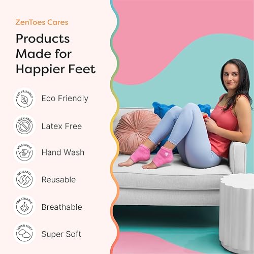 Miniatura 80 de ZenToes Calcetines hidratantes para tratamiento de talón agrietado, vitamina E, aceite de oliva y aceite de jojoba, calcetines de talón para Guepardo