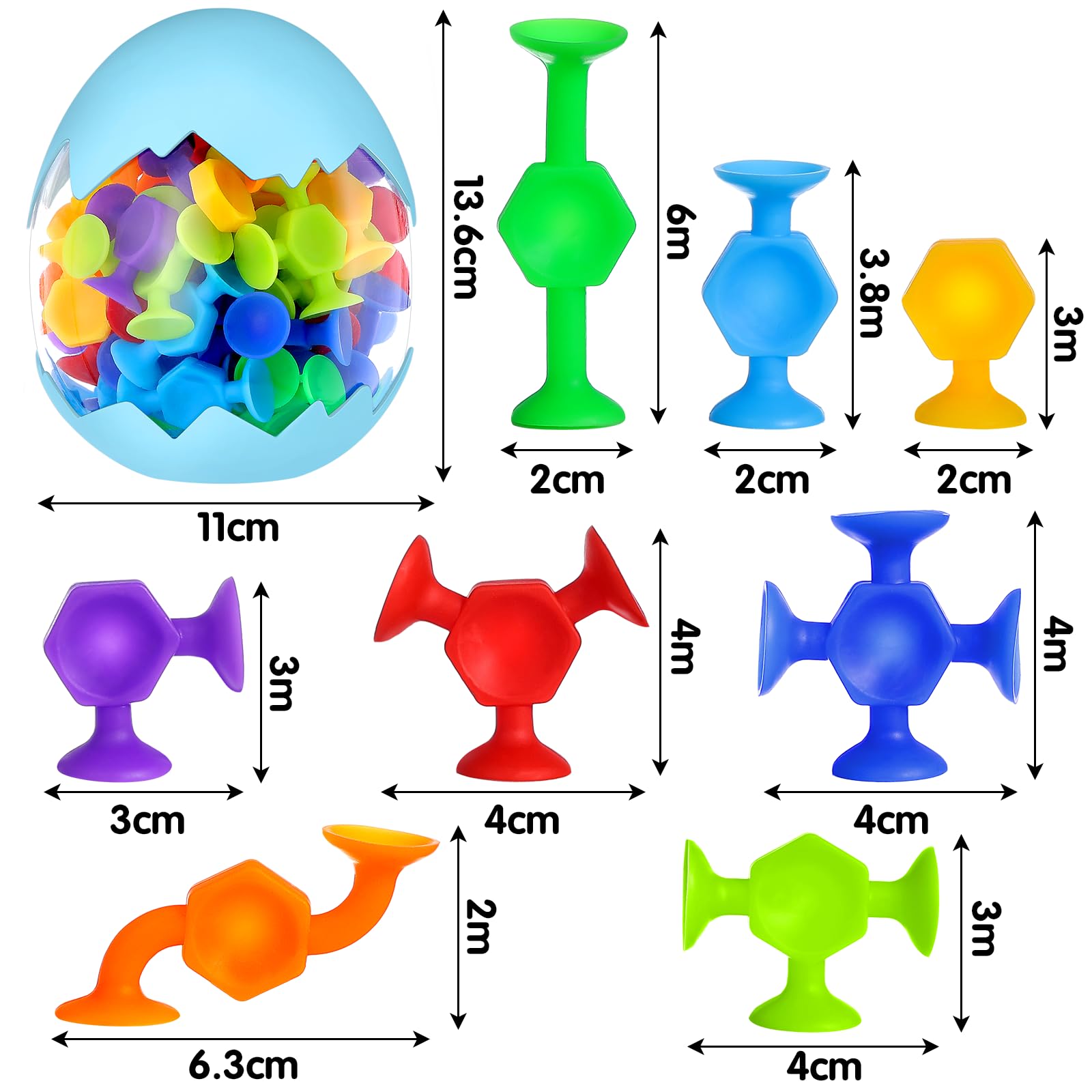 48 Jouets de Bain à Ventouse Silicone, Œufs de Dinosaures, Sensoriel, Enfant 3-8 Ans - Puériculture & Eveil bébé