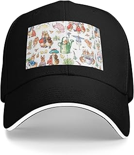 [ESASAV] ピーターラビット 速乾性キャップ 調節可能な 軽量 通気性 日よけ アウトドアキャップ 野球帽 紫外線防止 春夏秋冬 人気 男女兼用 アニメ グッズ キャラクター Black 帽子