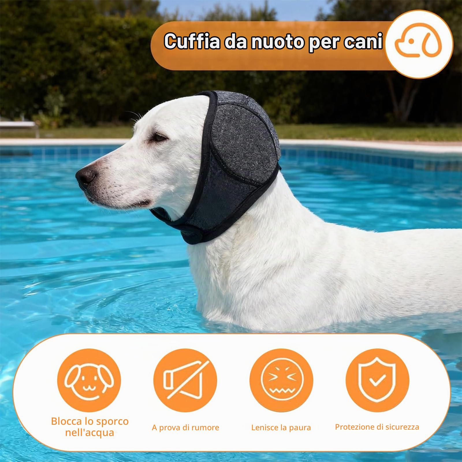 Paraorecchie per Cane, Paraorecchie Cane Regolabile Riduce Rumore Lavabili e Morbidi, Cuffie Antirumore per Cani per Acqua Durante Il Bagno Invernali e Toelettatura Toelettatura Bagno Nuoto