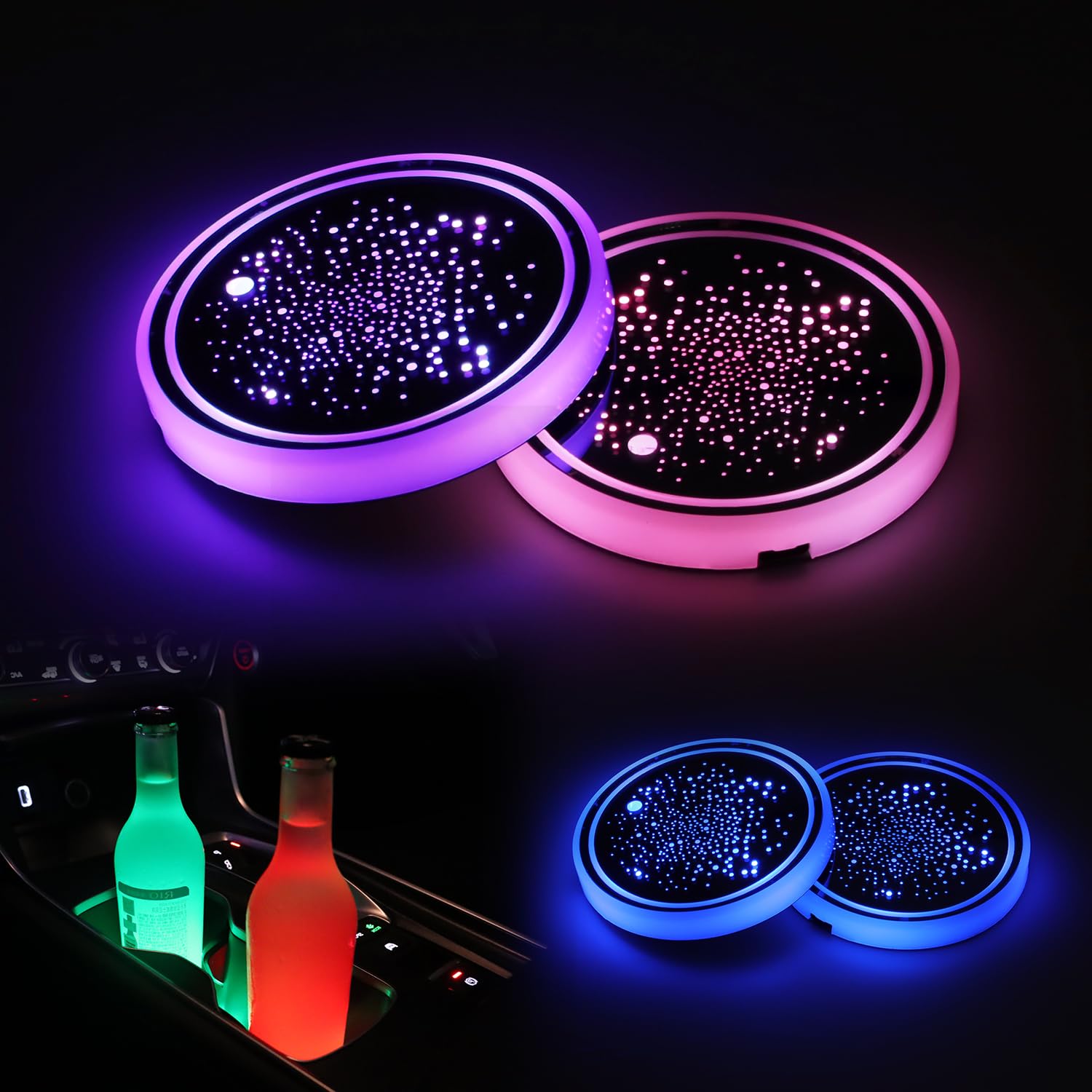 Porte-gobelet LED voiture dessous de verre lumineux