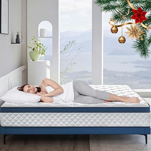 Miniatura 9 de Colchón híbrido de tamaño Queen de 12 pulgadas con firmeza media para cama Queen, colchón de espuma viscoelástica en una caja para alivio de