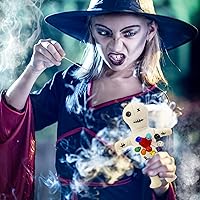 Vista 4 de Kit de 10 muñecas de vudú, muñecas de vudú reales con 9 pines de calavera, espeluznante, fantasma, hechizos de venganza, muñeca vudú, muñeca de Beige
