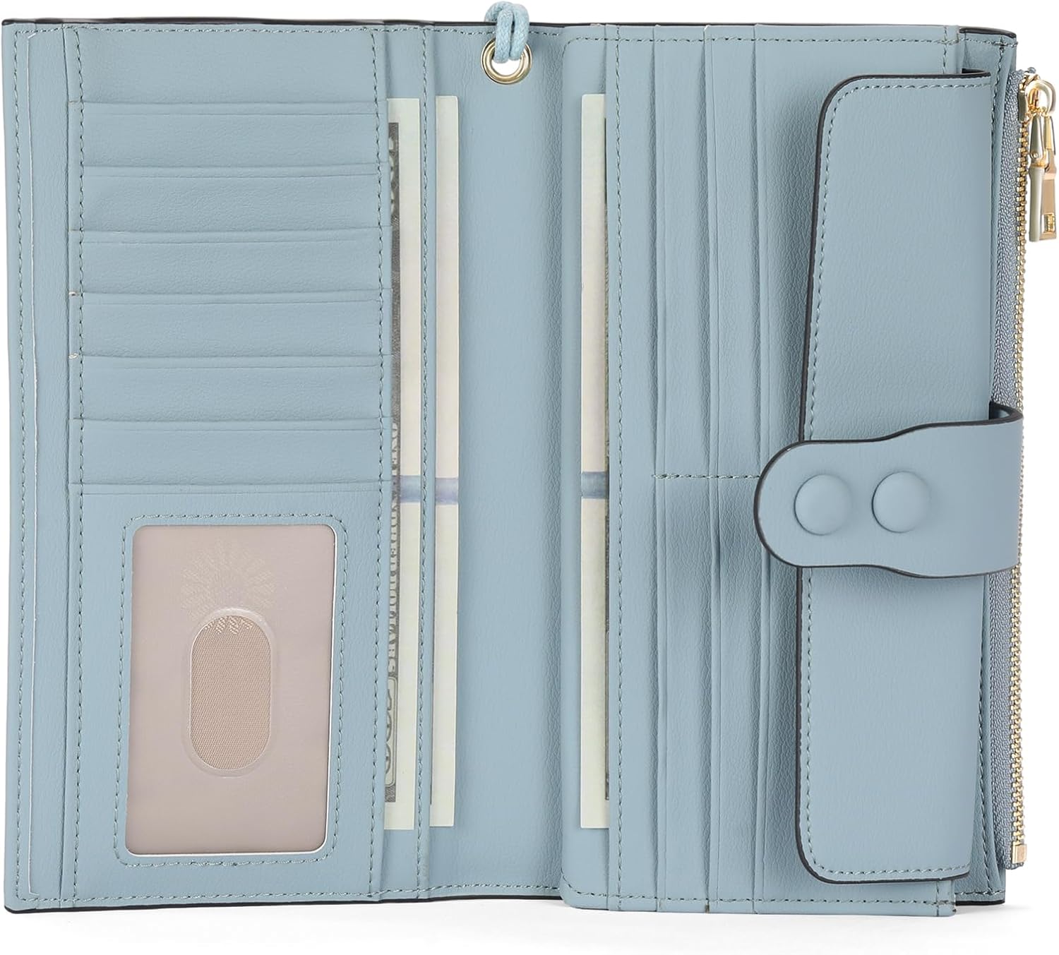 SENDEFN Purses for Women, Large Leather Women’s Purses, RFID Blocking Women’s Wallet with Card Holder, Zipper Coin Pocket and Wrist Strap