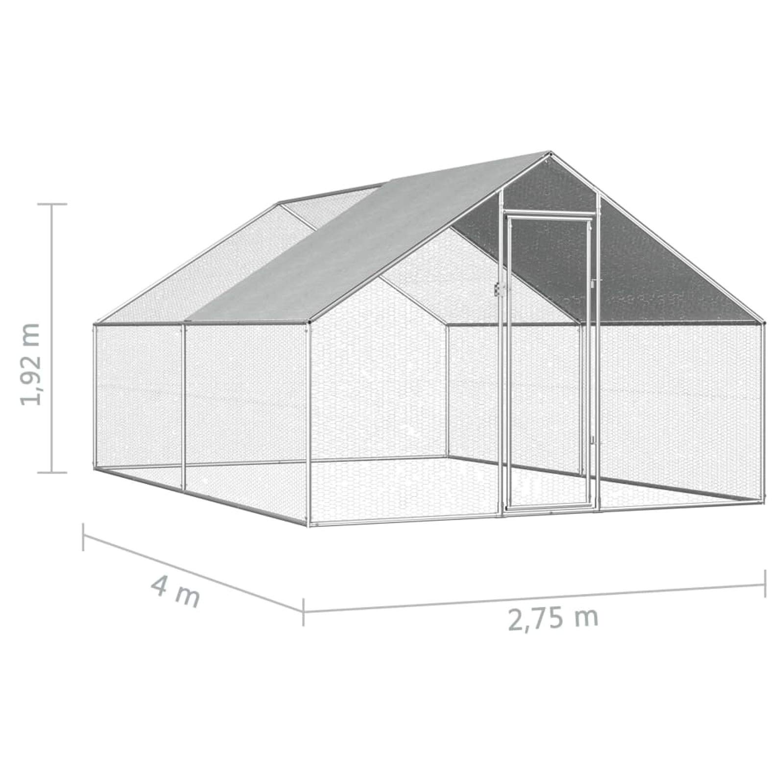 Homgoday Jaula para pollos al aire libre, 2,75 x 4 x 1,92 m, acero galvanizado, gallinero y corral, gallinero, jaula de aves de corral para gallinas, patos, conejos, perros, jaula de aves de corral