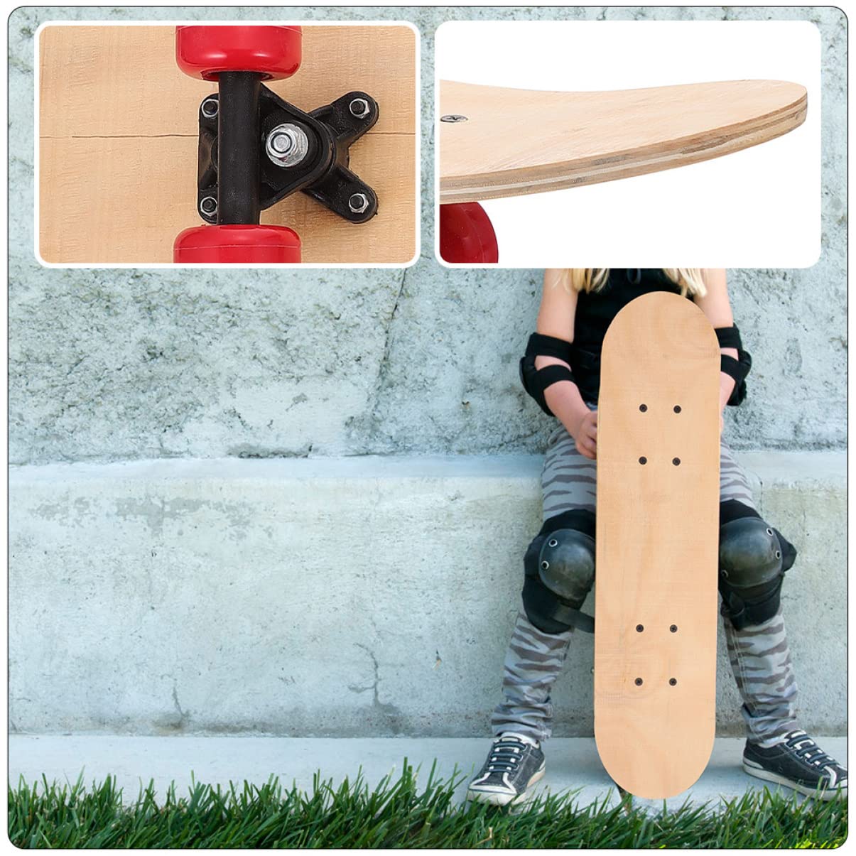 BESPORTBLE Blank Skateboard Complete Kids DIY Skateboard Kids Blank Skateboard Blank Skateboard Decks Kids DIY Skateboard