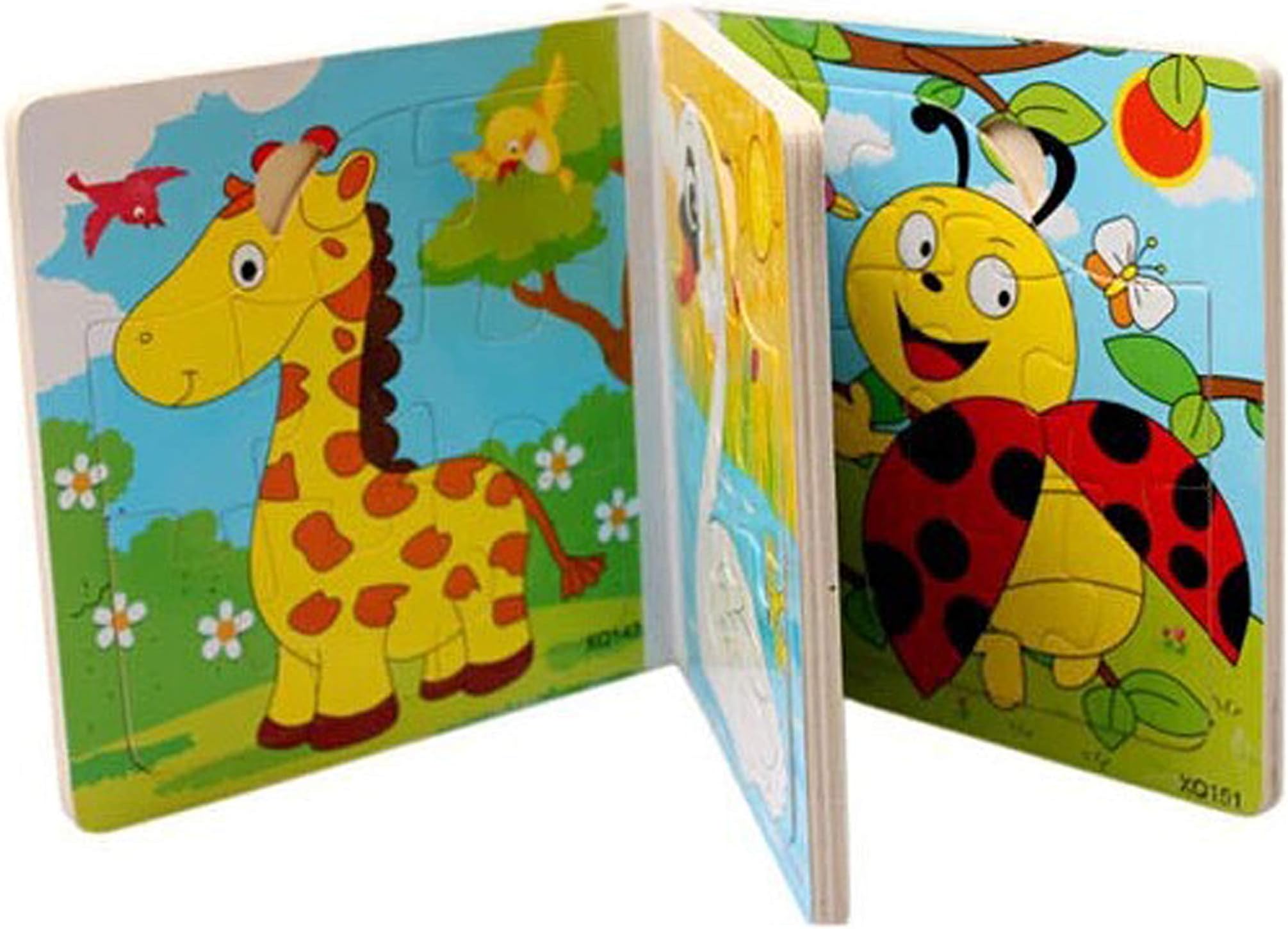 CrazyCrafts Wooden Cute Animal 3D Wooden Jigsaw Puzzle Book Classic Children Early Educational Game Toy for Kids 2 Years (Random Designs) pack of 1