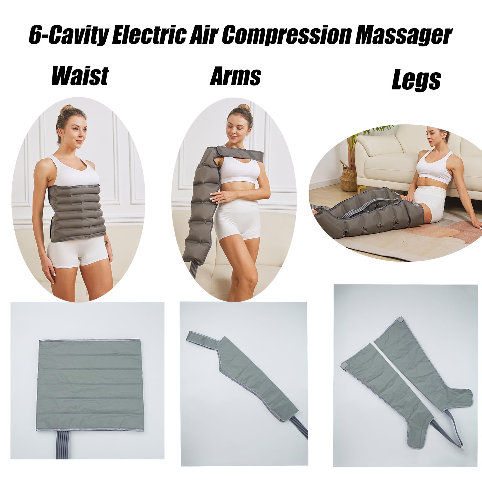 Presso Terapia Gambe Linfodrenante, Macchinario Pressoterapia Professionale 6 Camere per Casa, Massaggiatore Elettrico a Compressione d’Aria, Anticellulite e Drenante Linfatico