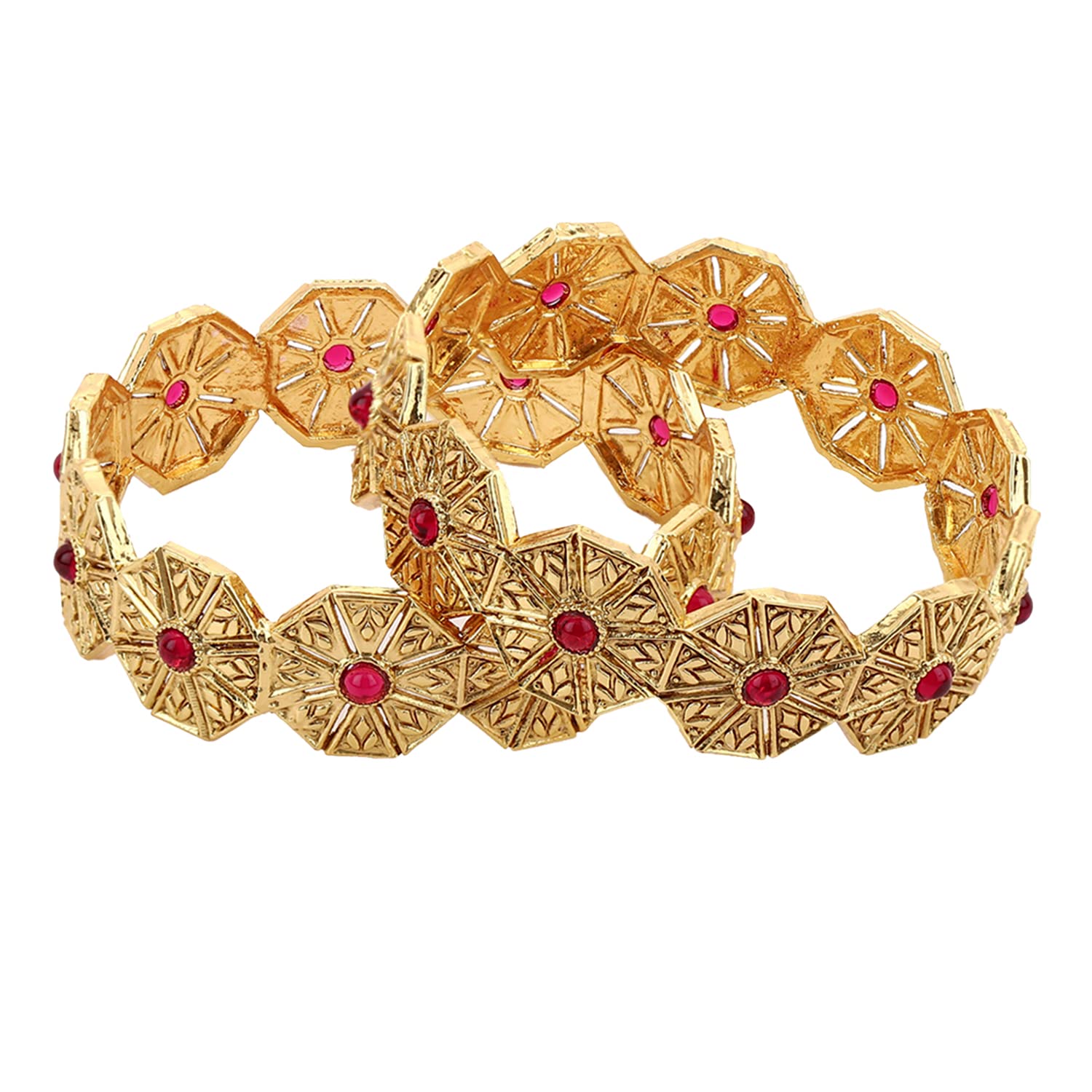 LATTICE BRASS PEARLS BANGLES