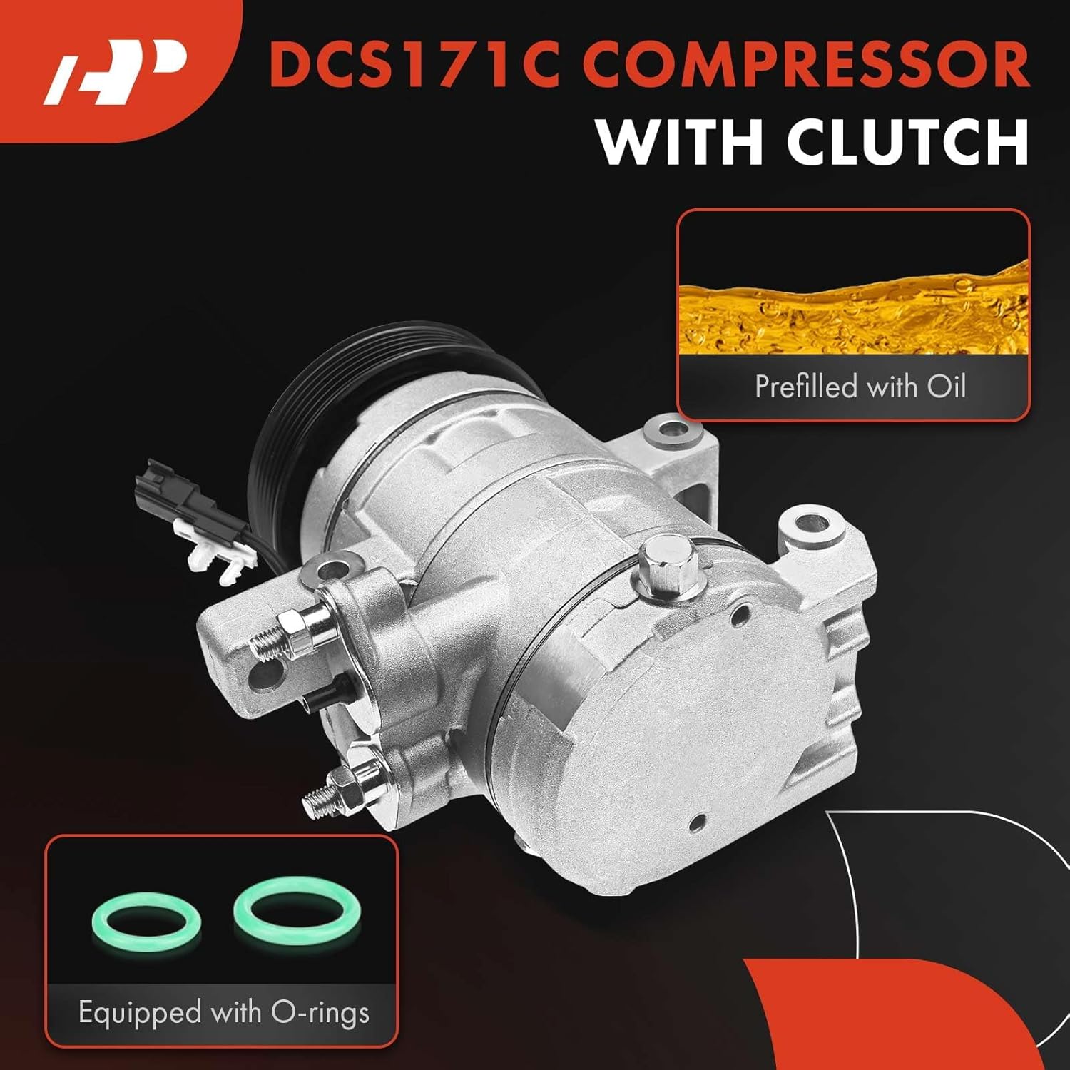 A-Premium Air Conditioner AC Compressor with Clutch Compatible with Ford F-150 5.0L 2011-2014, Lobo 5.0L 2011-2014, DKS20 Style, 6 Grooves (NOT 4 Grooves)