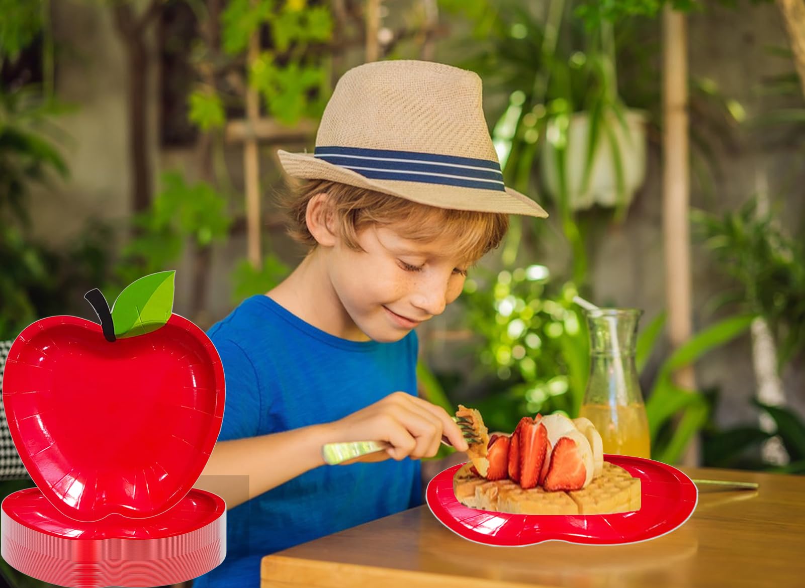 Meanplan Pappteller „Roter Apfel“ Für Schulanfang | 50 Stück, 17,8 Cm Ø | Einweggeschirr Für Kindergarten, Vorschule, Party