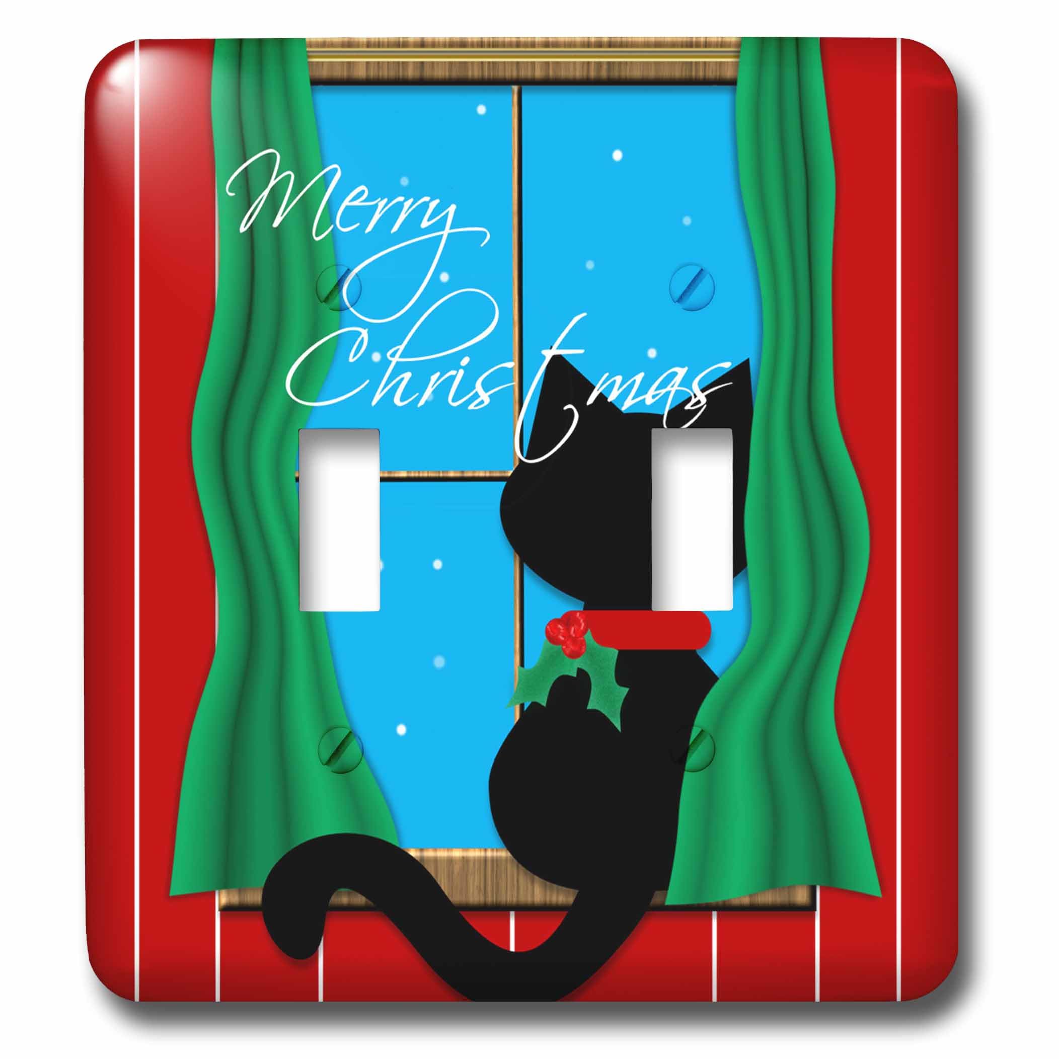 Interrupteur double chat noir solution déco de Noël pour vos murs