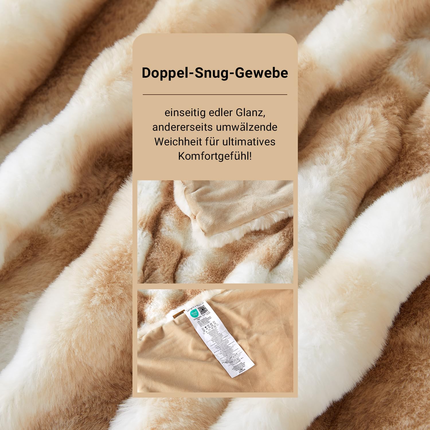 SAPHREAS Kuscheldecke Flauschige 150x200, Furry Bubble Kunstpelz Decke Oeko-Tex Zertifiziert Dicke & Warme Sofadecke für Bett Couch Schlafzimmer Deko Plüschdecke Tie-Dye Khaki
