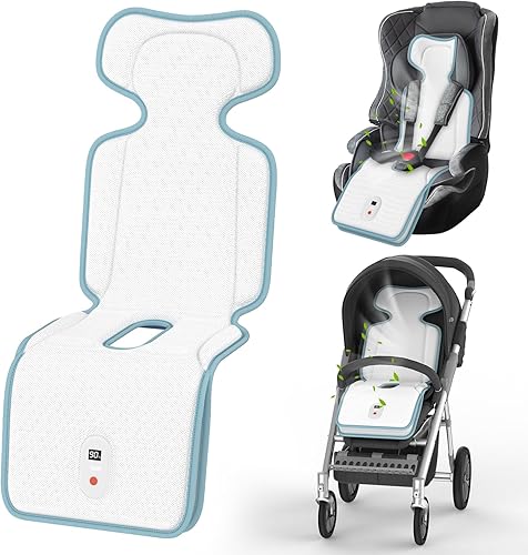 Almohadilla de refrigeración para cochecito de bebé, enfriador de asiento de automóvil con 2 sopladores incorporados, hasta 10 horas de