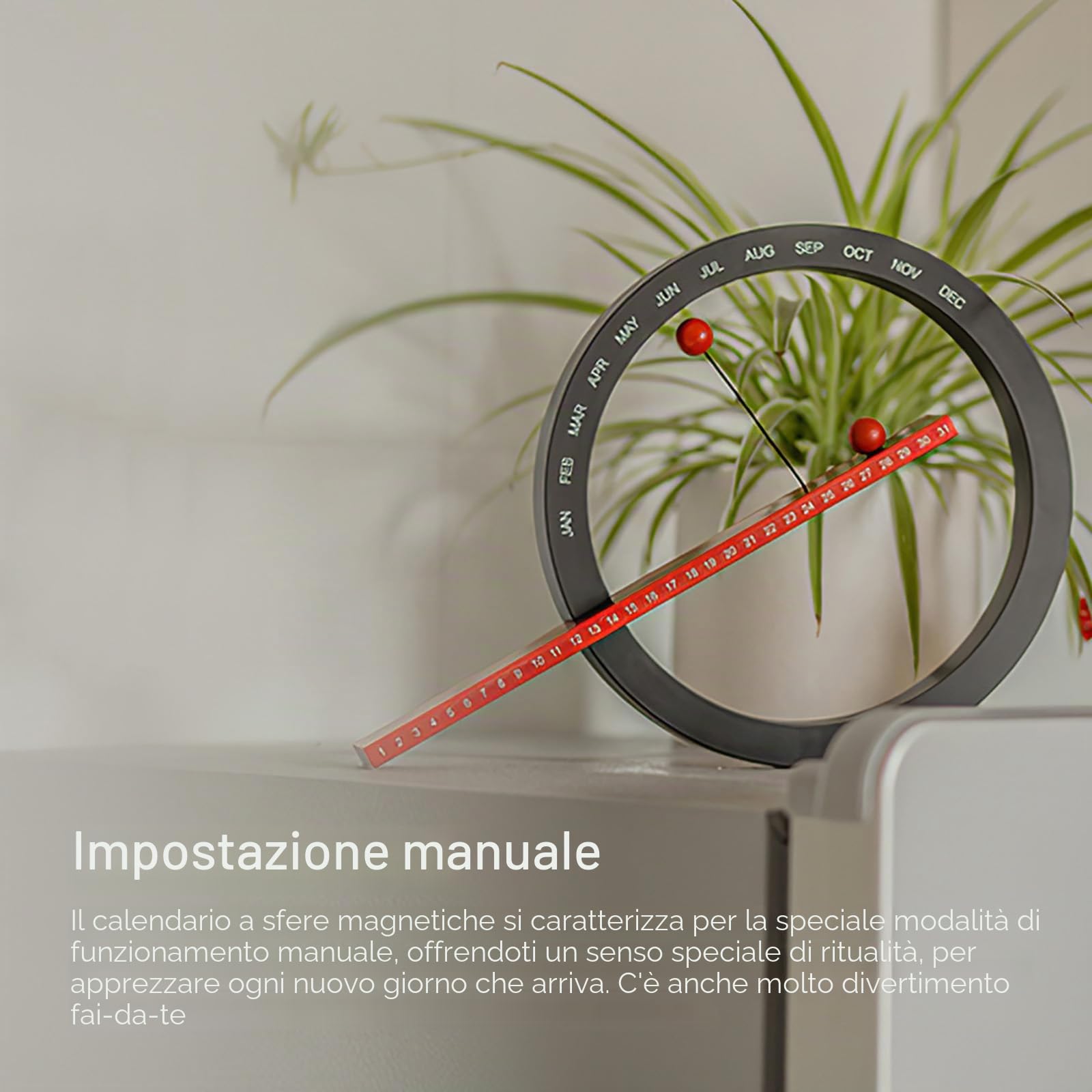 ALLOMN Calendario Magnetico, Calendario da Tavolo Creativo Calendario Magnetico a Sfera Interessante Manuale Calendario Perpetuo con 3 Supporti Magnetici Stabili per Casa Ufficio Decorazione Desktop