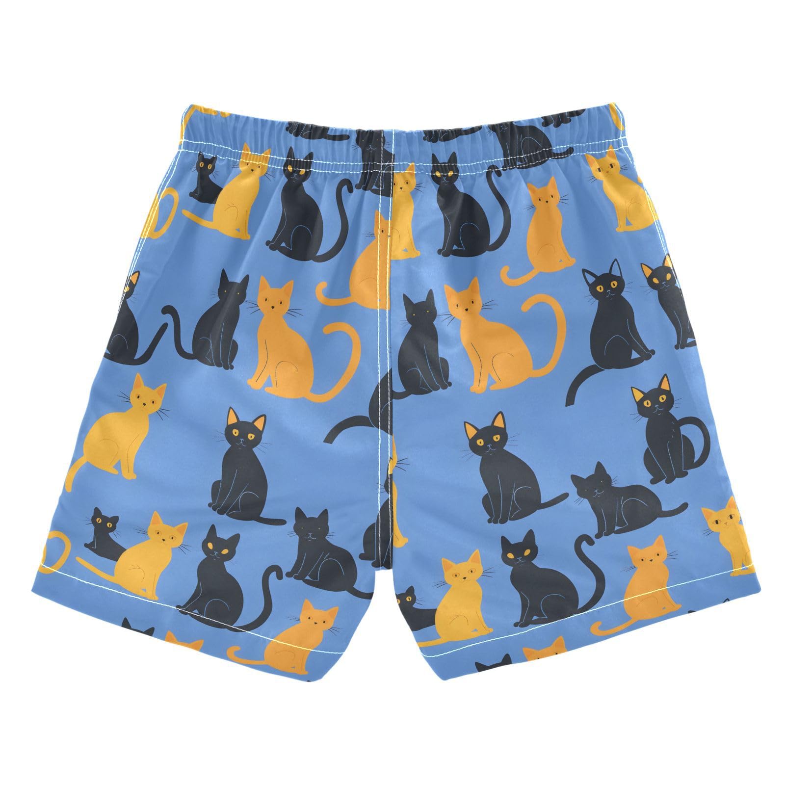 ALAZA Blue Yellow Animal Cat Kitten Cartoon Boys Quick Dry Beach Board Shorts Kids Swim Trunks Bathing Suit Swimsuit 4T